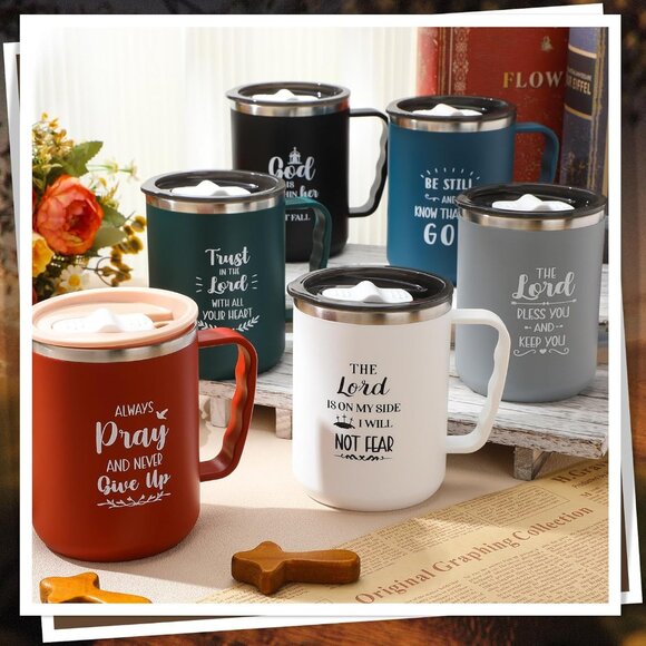 Christian Coffee Mugs Set Insulated 17 oz Bible Verse Religious Gifts - Picture 5 of 7